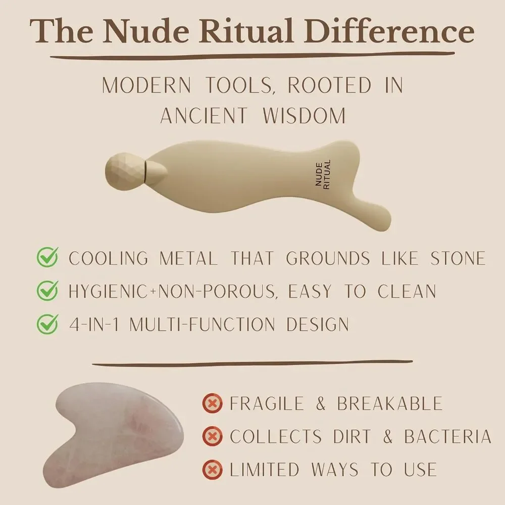 Nude Ritual 4-in-1 Gua Sha Tool Facial Sculpting Jawline Massager Travel Pouch